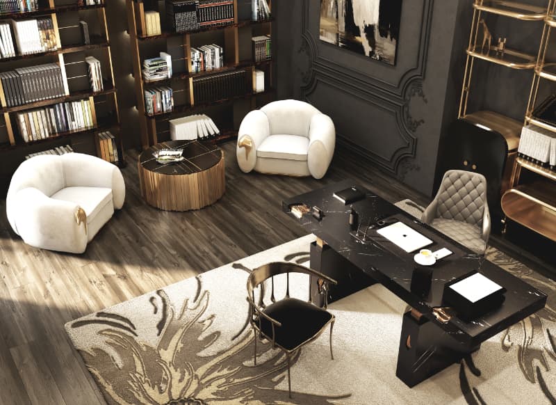 Create an Elegant Home Office with Chocolate and Gold Accents