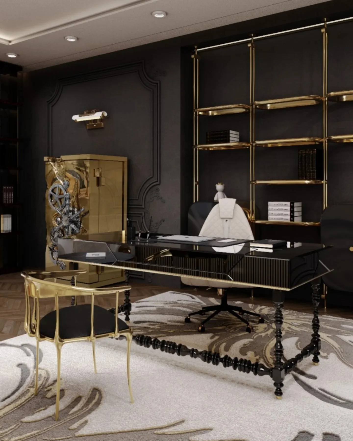 Create an Elegant Home Office with Chocolate and Gold Accents image 1