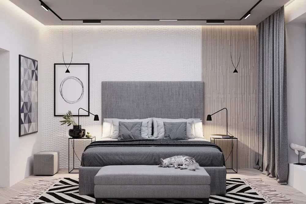 Transform Your Bedroom with Subtle White-on-Grey Texture image 2