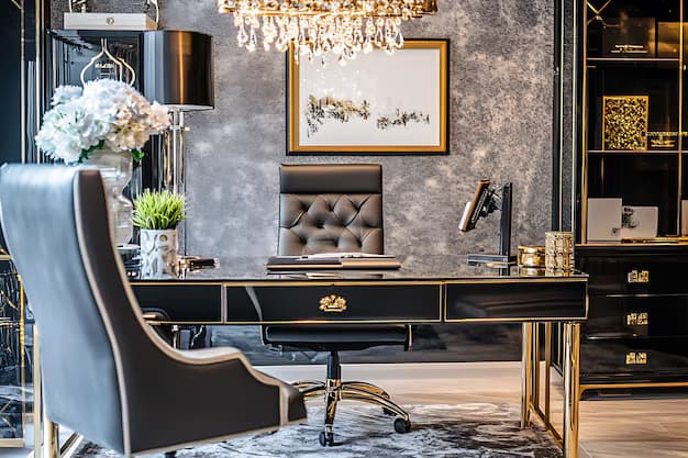 Create an Elegant Home Office with Chocolate and Gold Accents image 3